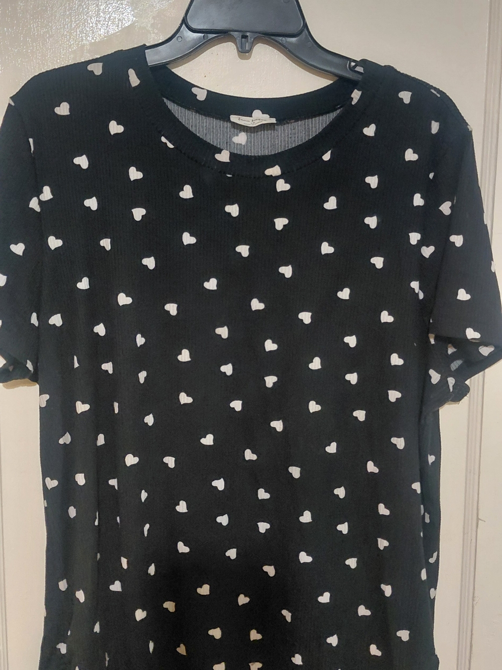 Women Blk&Red White Heart Print blouse